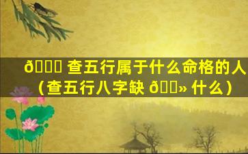 🐟 查五行属于什么命格的人（查五行八字缺 🌻 什么）